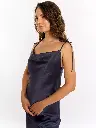 Iren Purple Silk Cowl Neck line Midi Slip Dress
