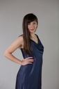 Iren Purple Silk Cowl Neck line Midi Slip Dress