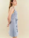 Iren Dusty Blue Silk Mini Slip Dress