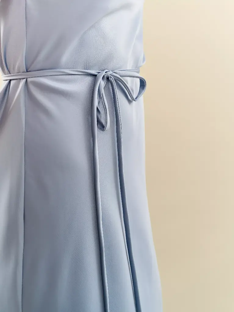 Iren Dusty Blue Silk Mini Slip Dress