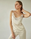 Angelika Light Beige Silk Camisole with Lace