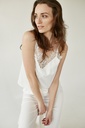 Angelika Ivory Silk Pajama Set with Lace
