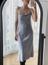 Iren Dusty Blue Silk Midi Slip Dress 