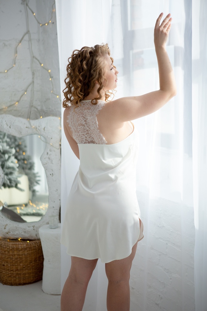 Reine Silk Satin White Nightdress