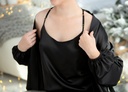 Reine Silk Satin Black Nightdress  
