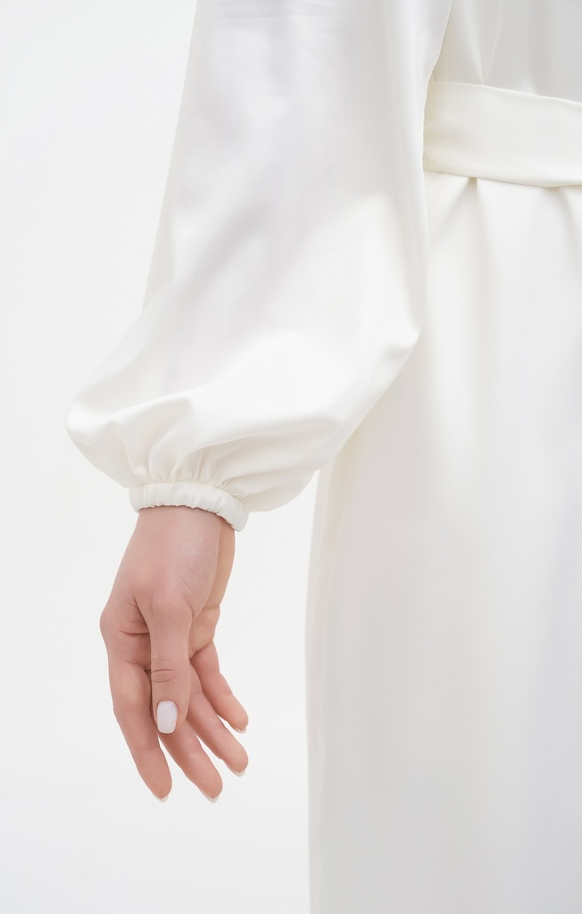 Reine Silk Satin White Robe 