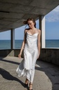 Daisy White Maxi Silk Satin Low Back Dress 