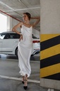 Daisy White Maxi Silk Satin Low Back Dress 