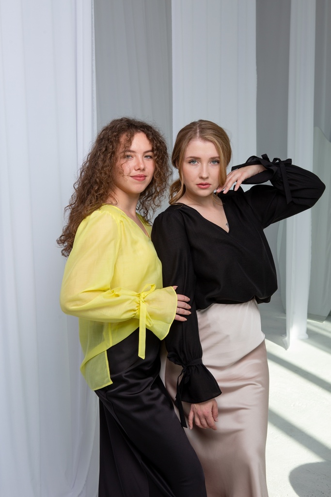 Jessica Black Chiffon Blouse With Ruffle Sleeves