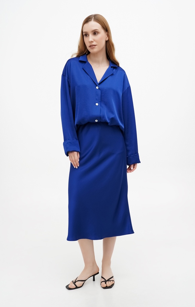 Dolly Silk Blue Oversized Blouse