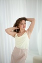 Cowl neck white silk camisole