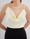 Cowl neck white silk camisole