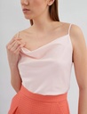 Cowl neck pink silk camisole