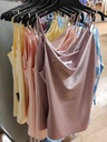 powder pink Silk Cowl Neck Tank Top