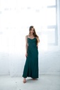 Daisy Green Silk Maxi Dress with Low Back 