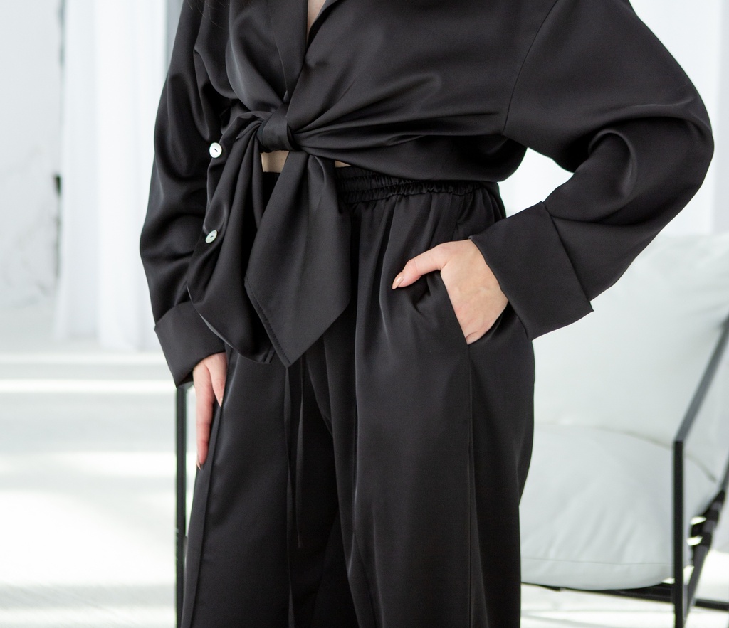 Dolly Black Silk Lounge Pants
