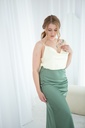Kira Olive Green Silk Maxi Skirt