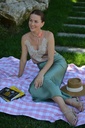 Kira Olive Green Silk Maxi Skirt