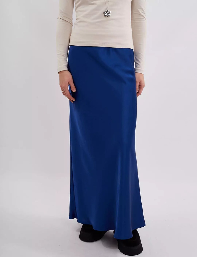 Kira Blue Silk Maxi Skirt
