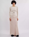 Kira Light Beige Silk Maxi Skirt