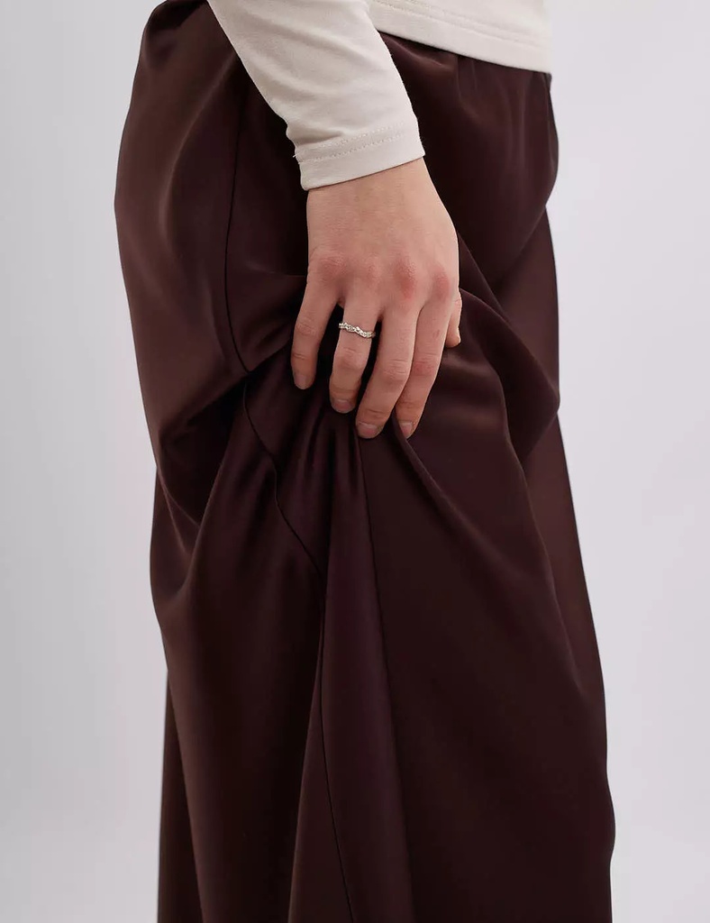 Kira Brown Silk Maxi Skirt 