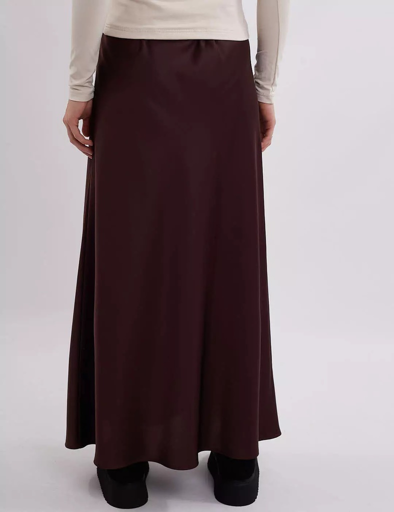 Kira Brown Silk Maxi Skirt 