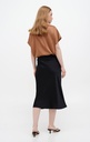 Kira Black Silk Midi Skirt