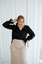 Kira Beige Silk Midi Skirt