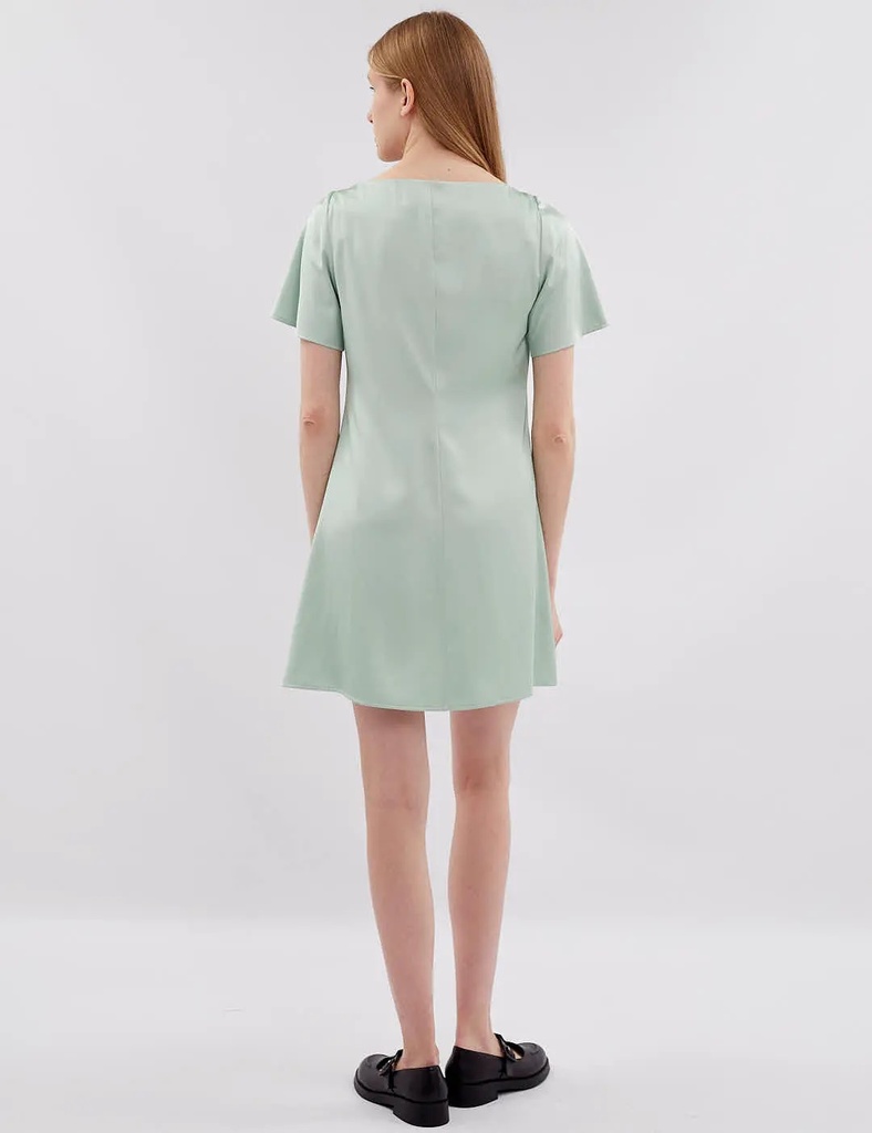 Gitta Mint Silk Mini Dress with Ruffle Sleeves