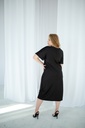 Gitta Black Silk Midi Dress with Ruffle Sleeves