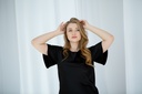 Gitta Black Silk Midi Dress with Ruffle Sleeves
