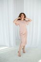 Gitta Powder Pink Silk Midi Dress with Ruffle Sleeves