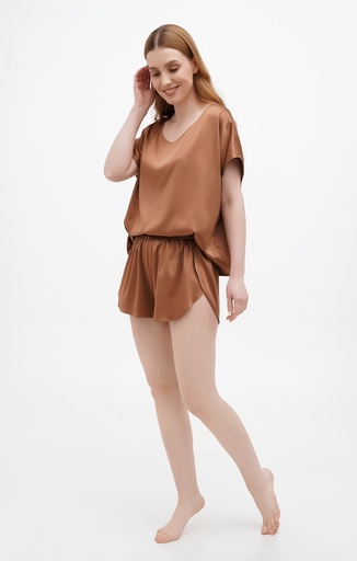 Luiza Brown Silk Pajama Set