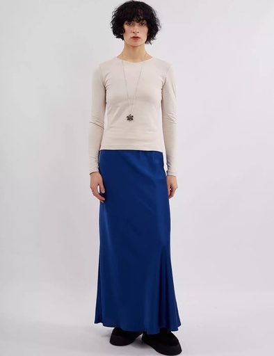 Kira Blue Silk Maxi Skirt