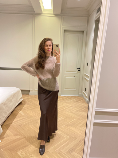 Hand Knitted Sheer Mohair Sweater Mocha Mousse